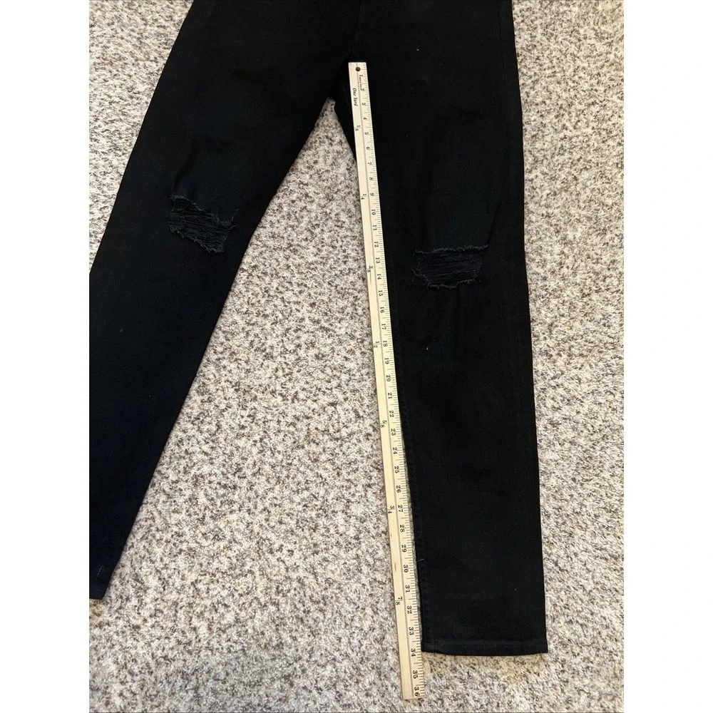 Rag & Bone Men's Black Skinny Jeans 36x 34 Black Denim Distressed Mid Rise